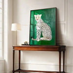 tableau moderne léopard vert animal abstrait toile sans cadre décoration chambre salon