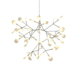 suspension lumineuse moderne branchée feuilles translucides lumière led blanc doré