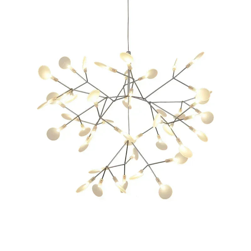 suspension lumineuse moderne branchée feuilles translucides lumière led blanc doré