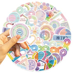 stickers adhésifs apaisants calmes textes circulaires modernes rose bleu vert jaune blanc trace labyrinthe