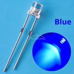 diodes led 3v transparentes bleues vertes rouges chaudes jaunes blanches roses violettes oranges plat