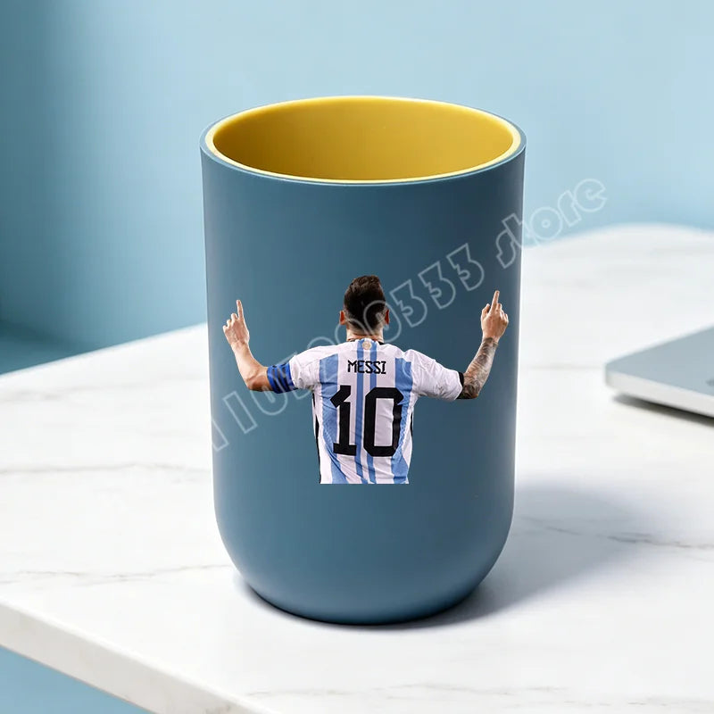tasse unisexe moderne messi football bleu clair tasse eau brosse dents salle bain ornement