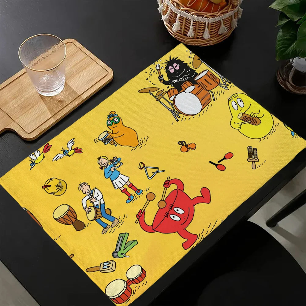 tapis multicolore dessins animés personnages cartoon table maison isolation thermique plats occidentaux