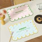 tapis moderne placemats rayures horizontales bleu clair rose vert respectueux environnement