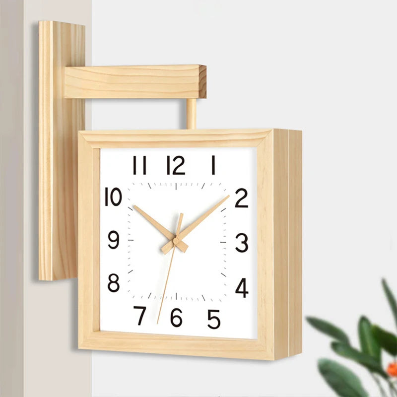 horloge murale bois naturel cadran blanc moderne minimaliste aiguille quartz batterie