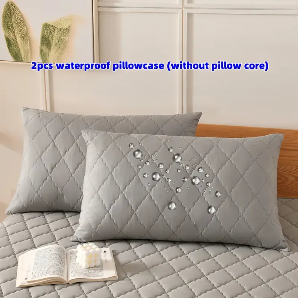 taies d'oreiller imperméables 50x75cm polyester motif géométrique gris clair modernes maison lits pièces