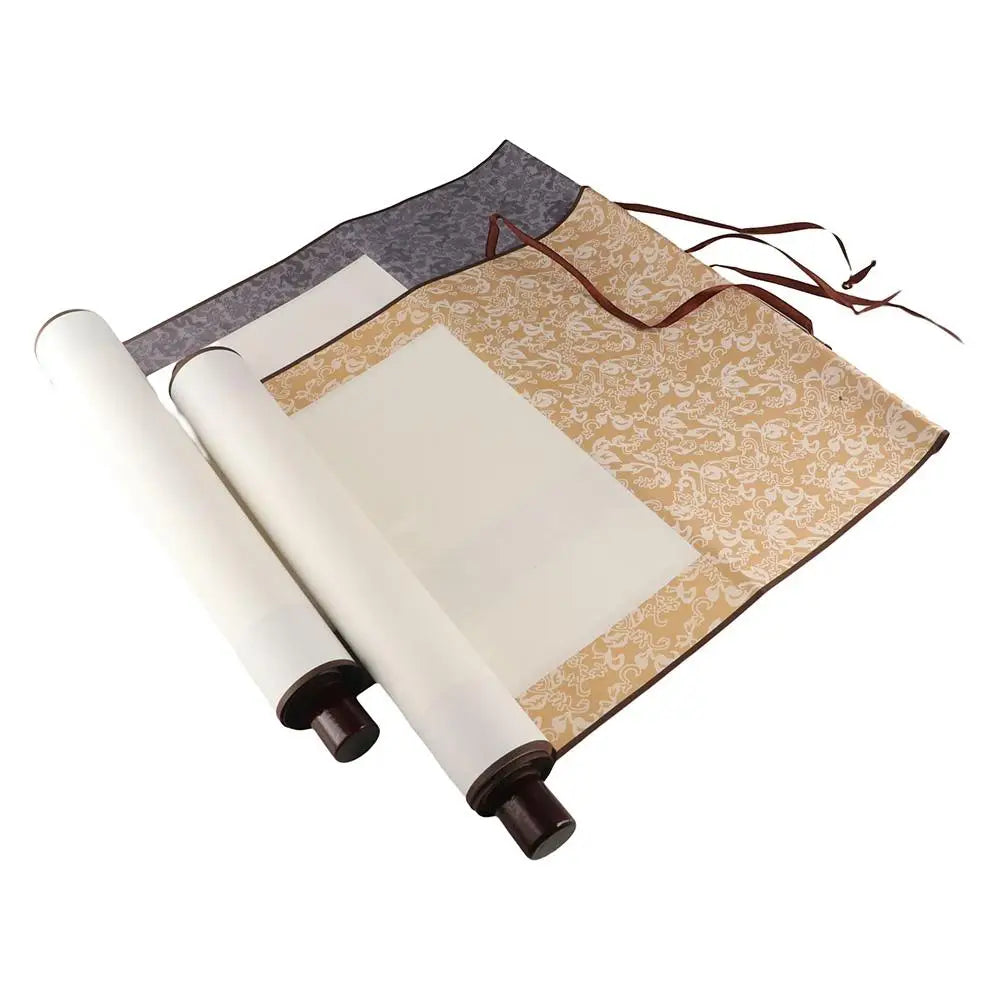 rouleau papier peint imprimé floral ruban fixé traditionnel décoration maison blanc vert suspendu