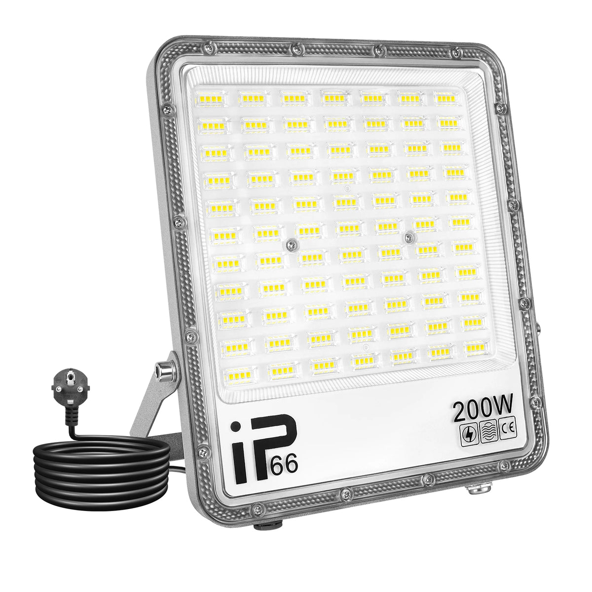 projecteur led moderne blanc ip66 230mm 275mm câble prise acextérieur