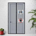 rideau porte anti moustiques gris clair noir rayures horizontales semi transparent moderne aimants protection