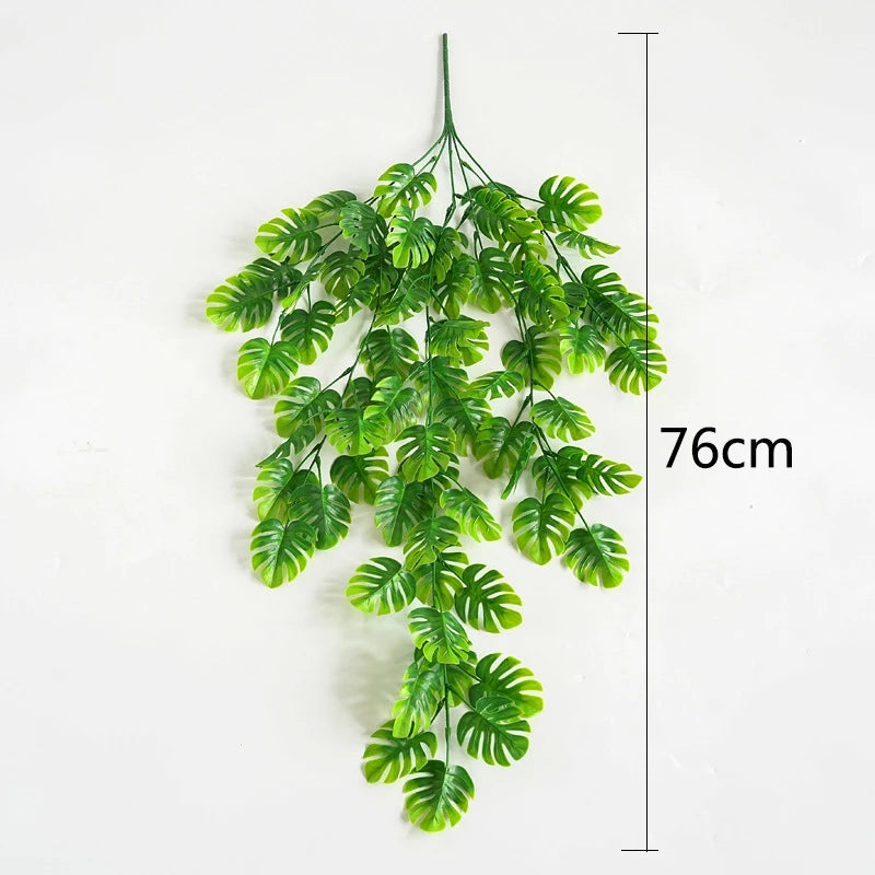 plantes artificielles suspendues feuilles vertes modernes décoratives extérieures accrochées ovales veinées opaques vivantes