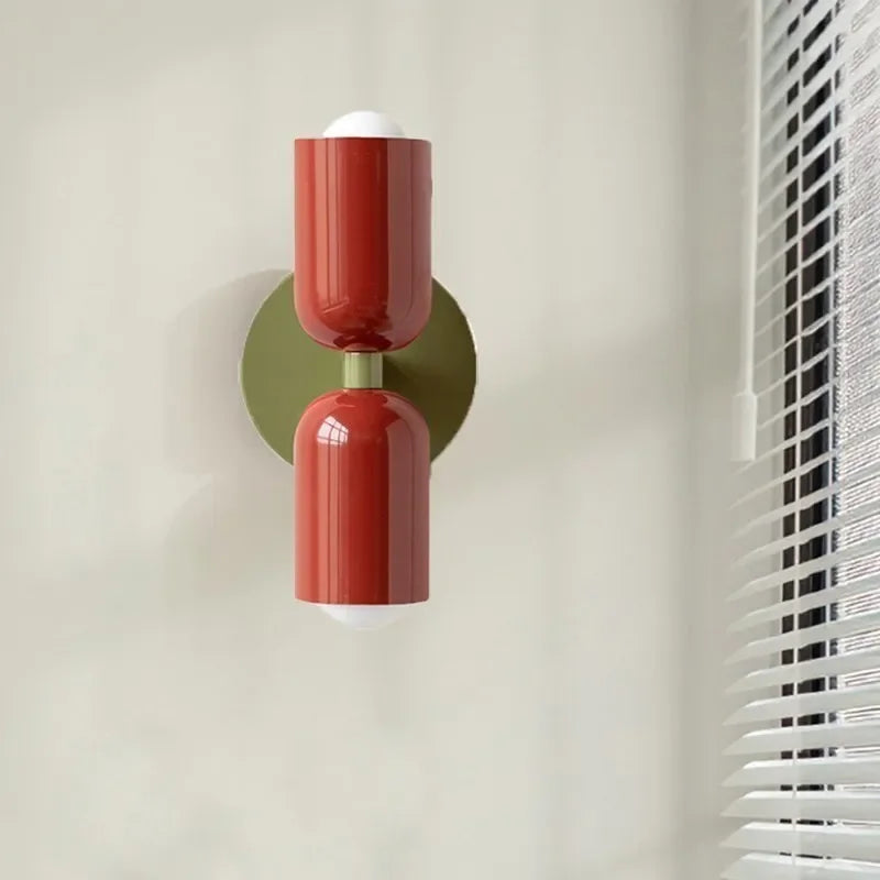 lampe murale moderne rouge vert olive beige deux sources LED flux 60 249V 90