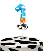 bougies numérotées anniversaire dessin animé motif animalier vache nuages carreaux