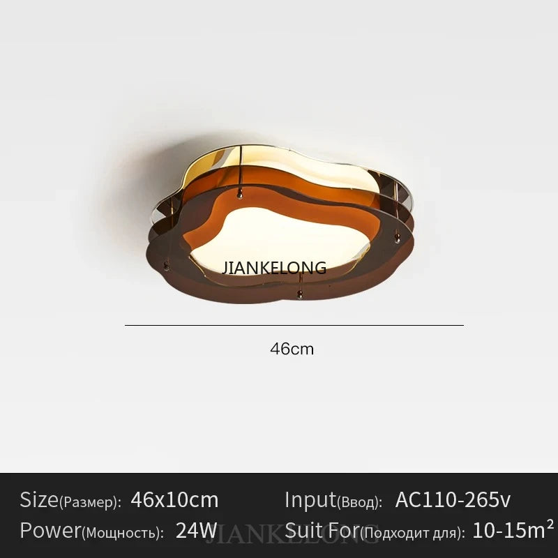 lampe contemporaine organique marron doré blanc fixée vis