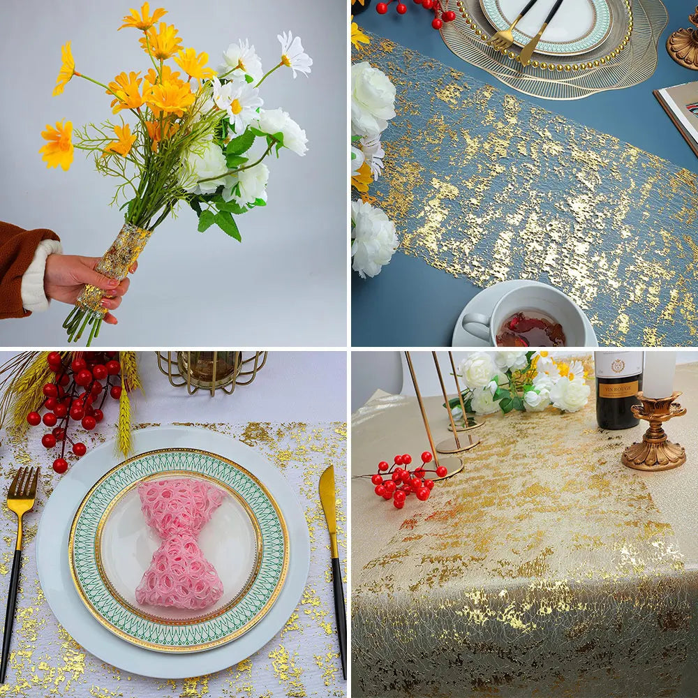 tableau pailleté doré sequins nappes fêtes thème mariage noël anniversaire