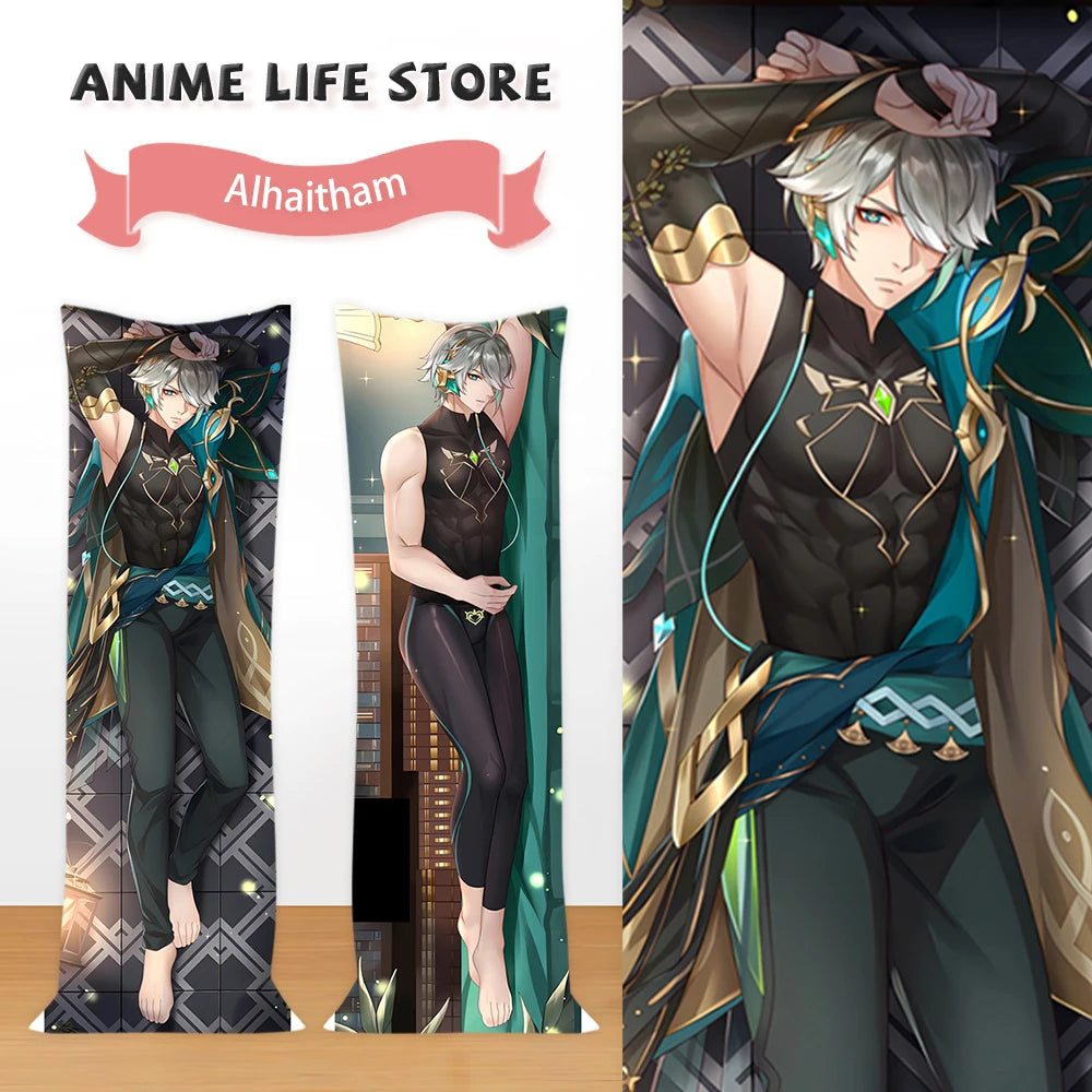 housse coussin dakimakura anime alhaitham genshin impact grande taille décoration lit chambre coton