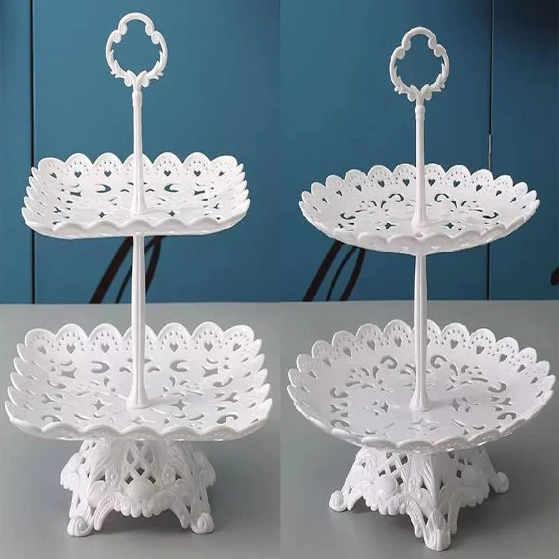 support desserts tour dentelle blanc classique macarons gâteaux fruits assiettes