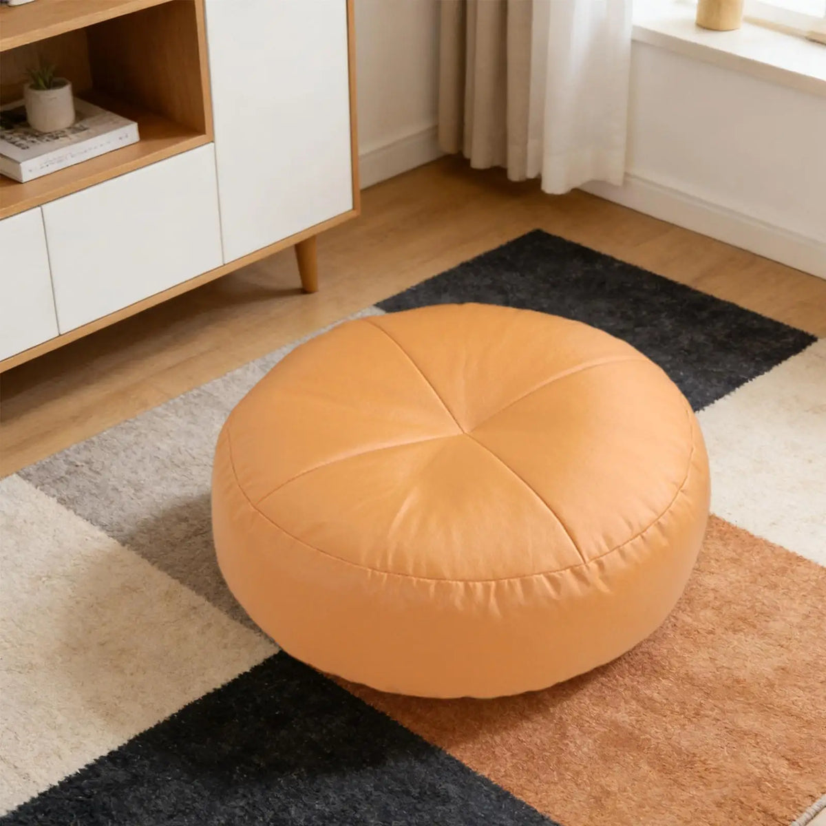coussin sol moderne orange blanc gris jaune mousse imperméable tatami meditation salon