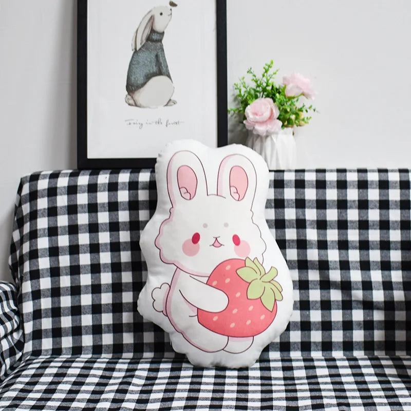 taies d'oreiller personnalisées dessins animés coussins mignons blanc rose orange bleu plush cartoon