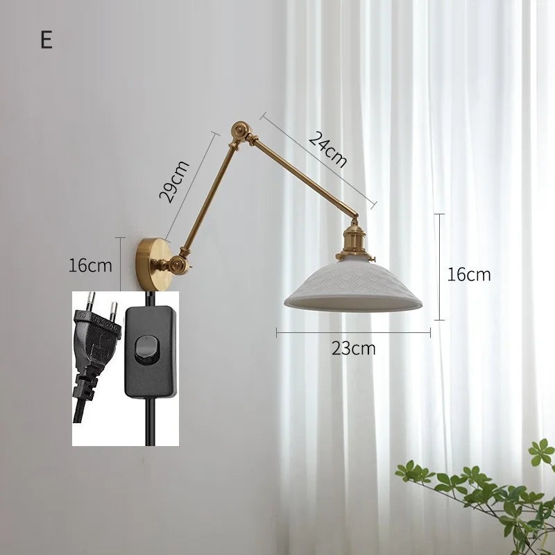 lampe murale moderne or blanc plissée cordon commande 29cm 16cm 24cm 14cm 30cm 17cm