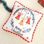 housse coussin patchwork noël blanc guirlande cloches branches baies étoiles décor maison festive 45x45cm