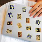 sticker illustration artistique adhésif bleu beige noir décoration téléphone carnet journal ornement papier synthétique