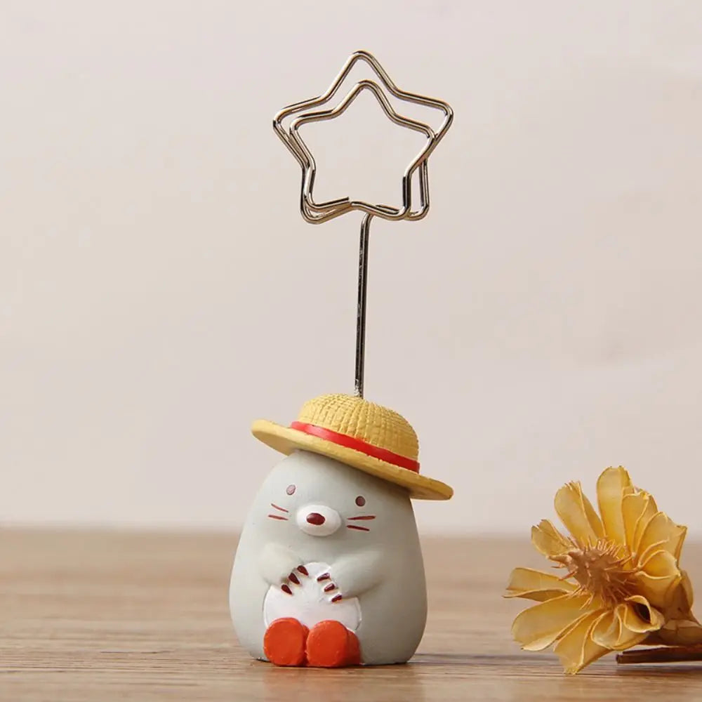 porte photo kawaii animalier mignon gris rose jaune orange blanc vert pince étoile métallique