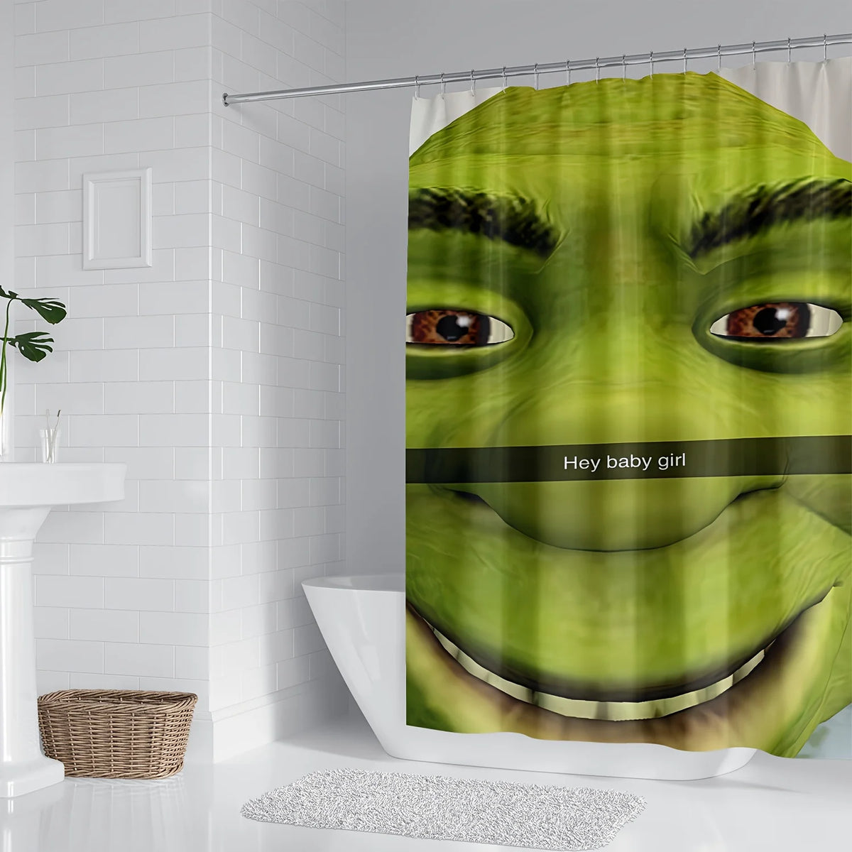 rideau douche vert personnages animés moderne opacité grenouille anneaux métalliques machine wash polyester