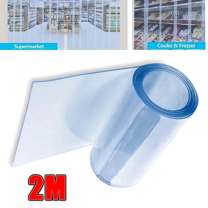 rideau transparent plastique 2m bord bleu isolation fonctionnelle supermarché écurie porte d'entrée