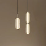 suspension lumineuse moderne minimaliste blanc doré rayures horizontales opacité câble noir chambre salonhôtel