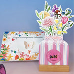 calendrier mural floral 2026 couleurs vives motifs traditionnels artistique support bois