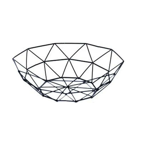 corbeille fruits métal noir doré maille géométrique moderne rangement cuisine