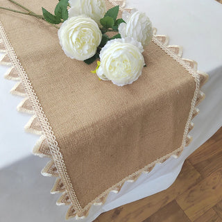 Nappe de table en lin et dentelle de jute pour Noël - Décoration festive pour votre maison