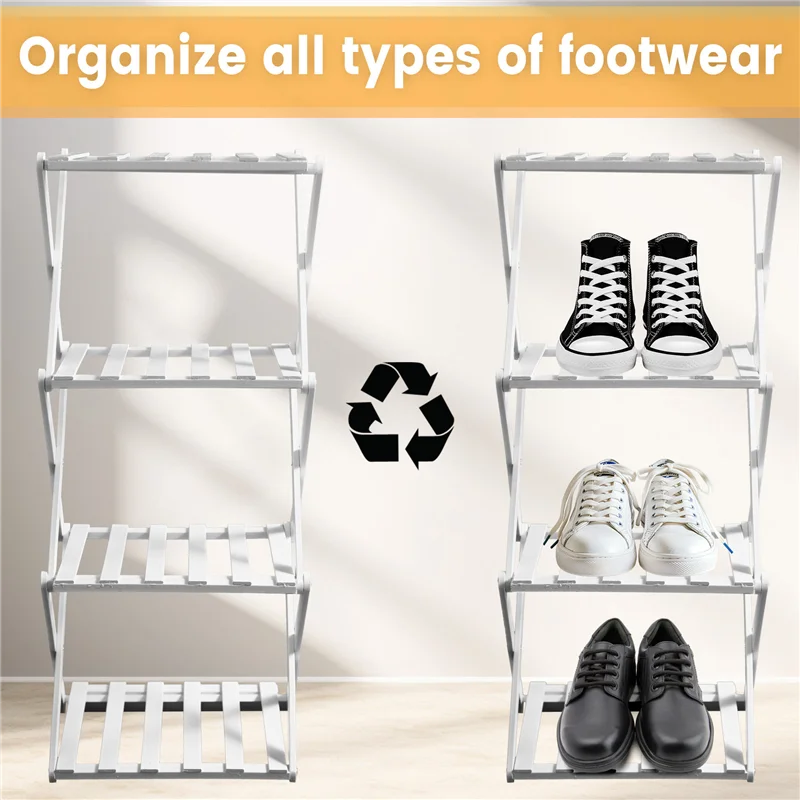 étagère chaussures pliante blanche moderne plusieurs niveaux rangement vis fixations minimalistes compacte