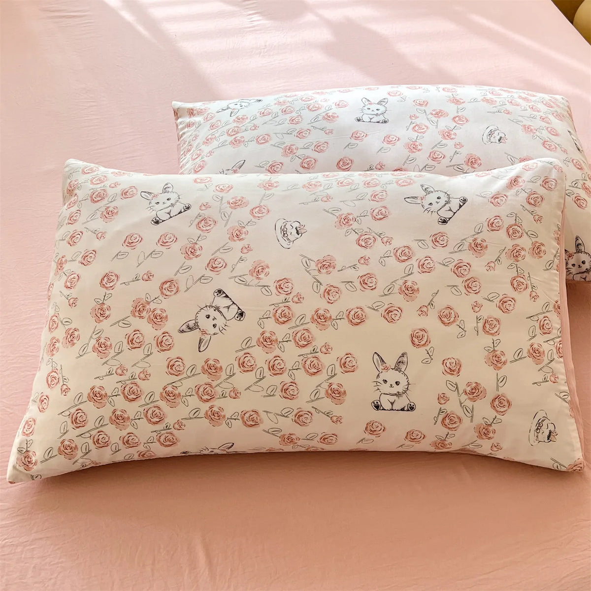 housse taie d'oreiller fleurs florales polyester 48x74cm vintage couleurs pastel motifs floraux respectueux environnement