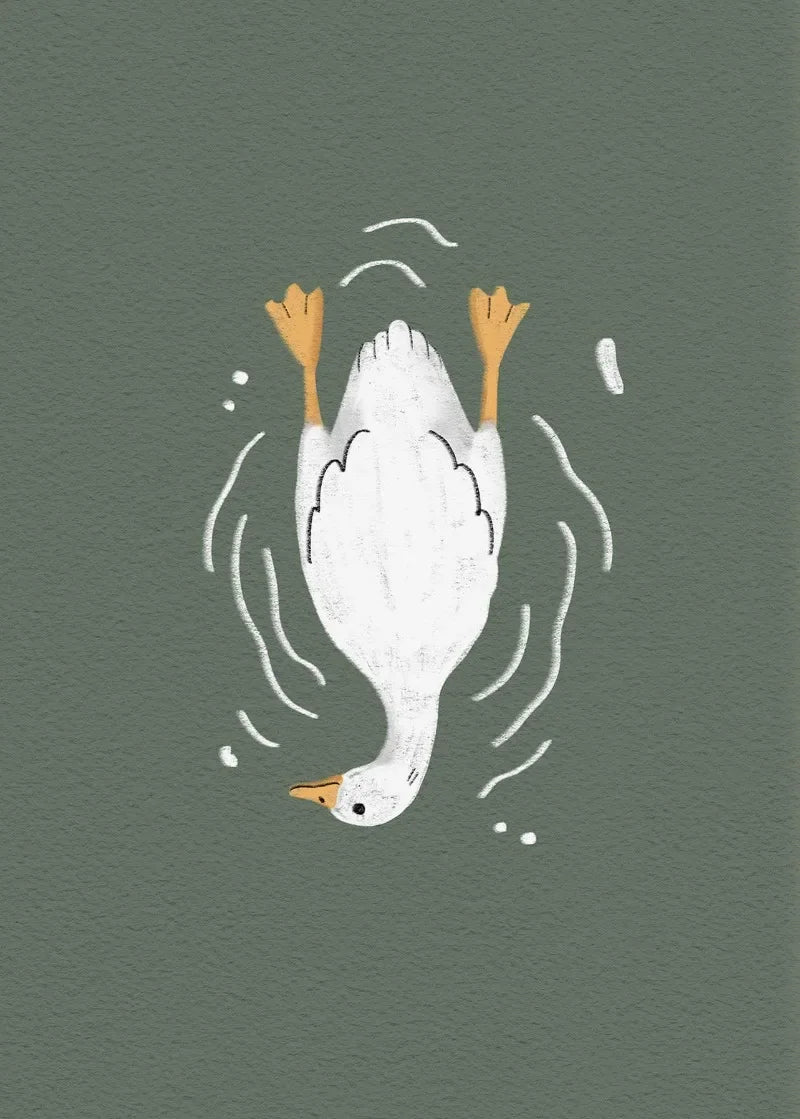 décoration murale aquarelle canards quack illustration minimaliste vert olive chambre salon erotique