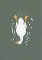 décoration murale aquarelle canards quack illustration minimaliste vert olive chambre salon erotique