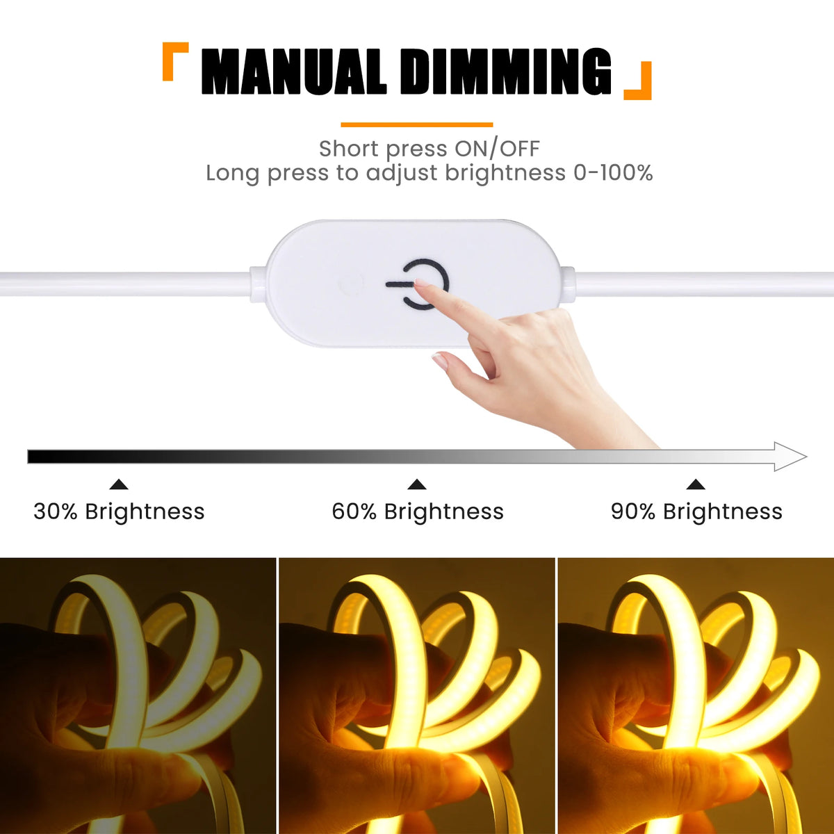 ruban led flexible blanc 320leds/m clips commutateur tactile câble usb moderne salon