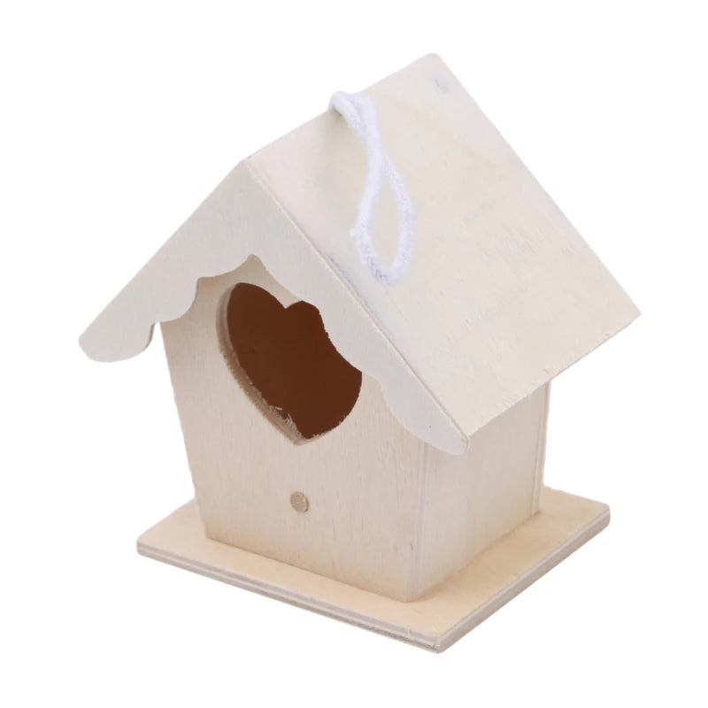 nichoirs oiseaux bois naturel rustique cordelette blanche décoration extérieure jardin suspension simple thermomodeclient