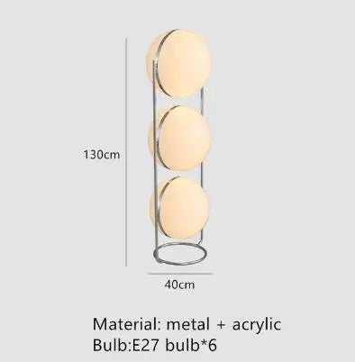 lampe sol moderne sphères translucides blanc câble électrique interrupteur tactile 16 20w led 10