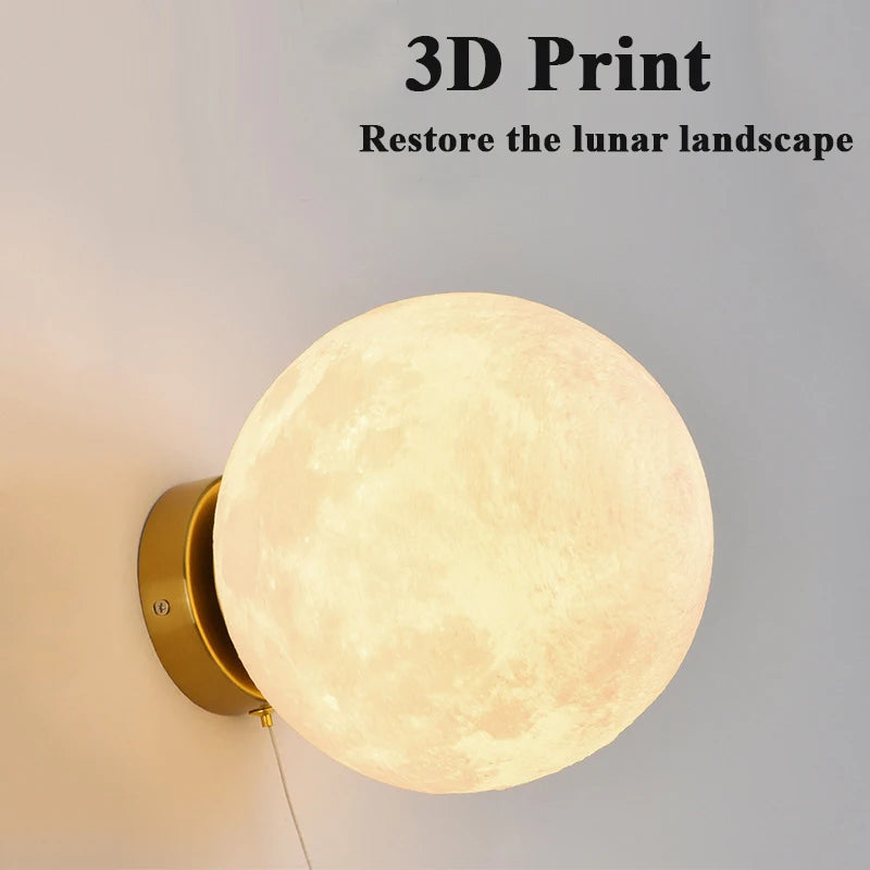 lampe murale astronaute moderne texture lune blanc doré décoration chambre enfant luminaire
