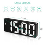 réveil numérique led moderne double alimentation alarme snooze réglage luminosité 12 24h dst mode