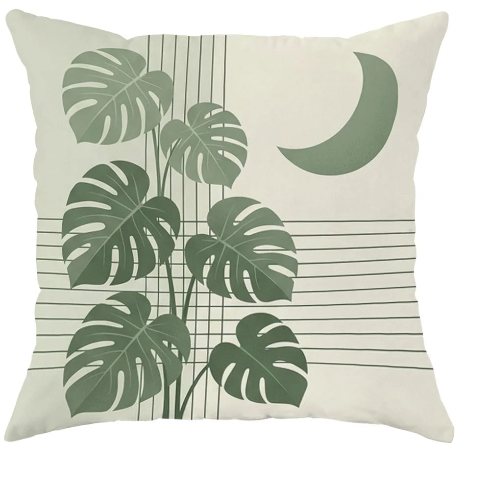 taies d'oreiller décoratives feuilles tropicales minimaliste moderne polyester beige vert 40x40cm 45x45cm 50x50cm 60x60cm