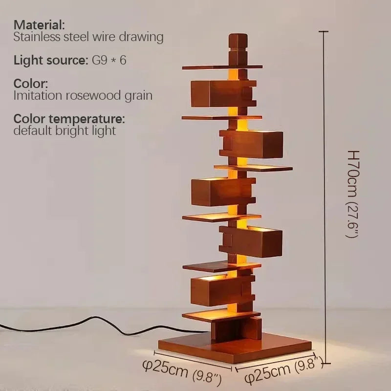 lampe sol bois marron clair marron foncé minimaliste contemporain led base plate