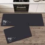 tapis cuisine noir gris motif floral antidérapant moderne minimaliste PVC