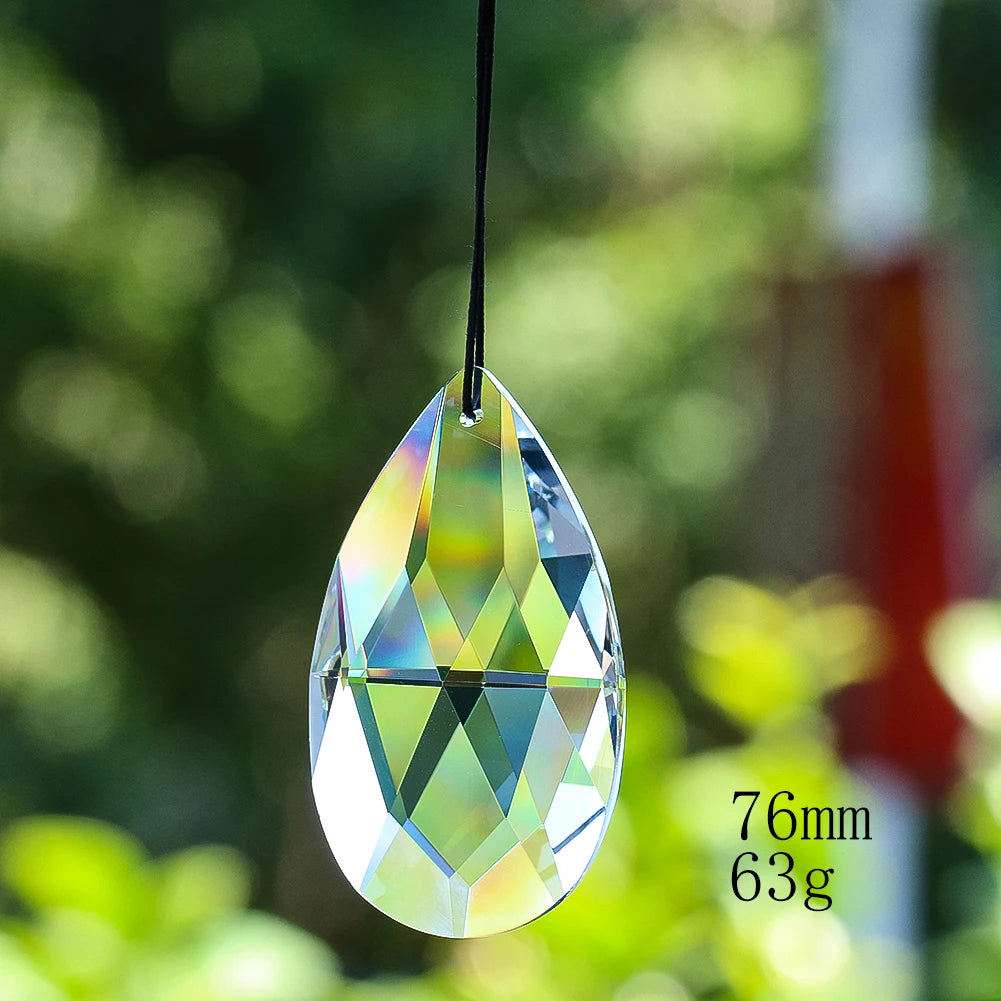pendants cristal vert bleu jaune arc ciel facettes brillantes modernes transparents anneaux noirs 63mm
