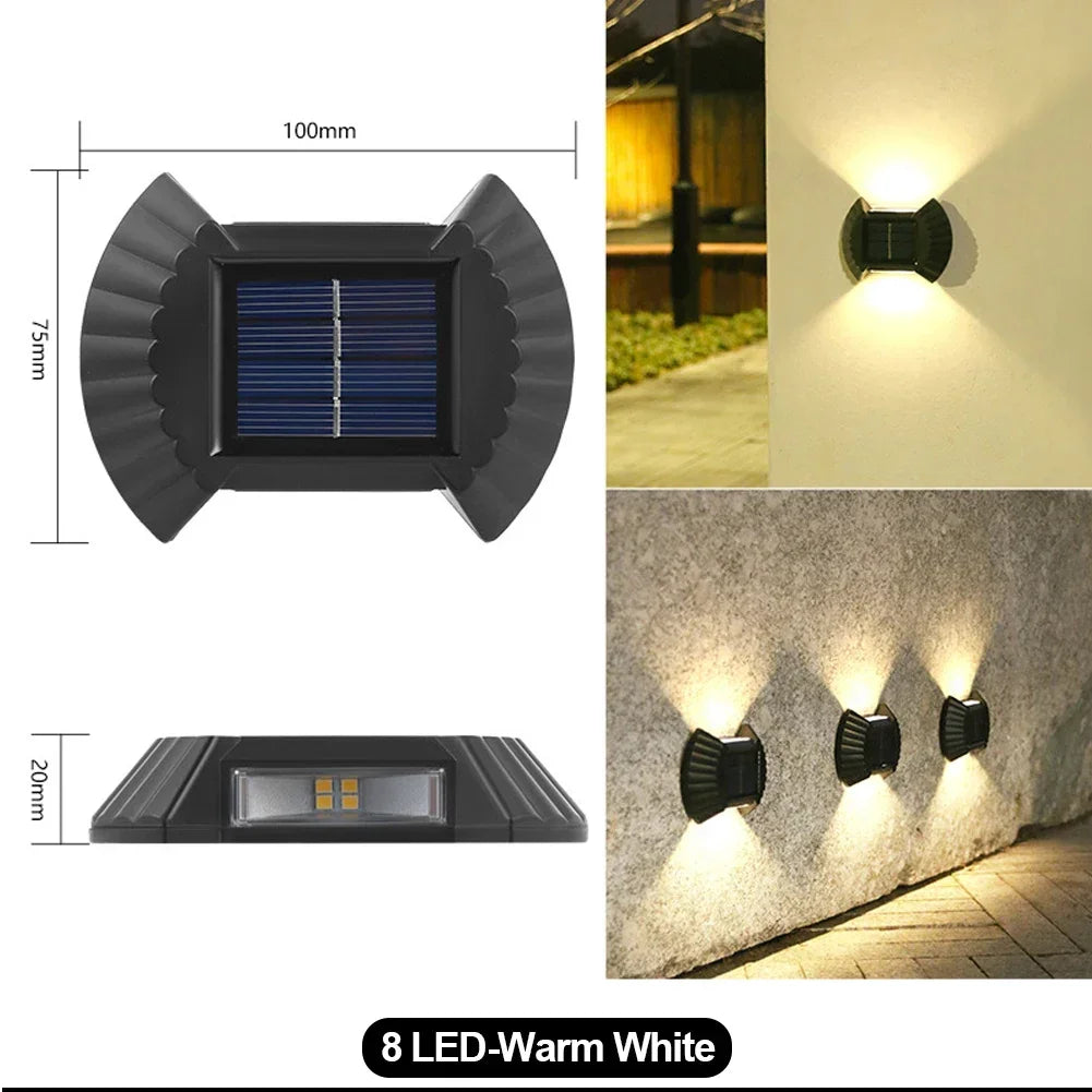 lampe solaire murale moderne ip65 led rechargeable extérieure panneau solaire texturé noir minimaliste