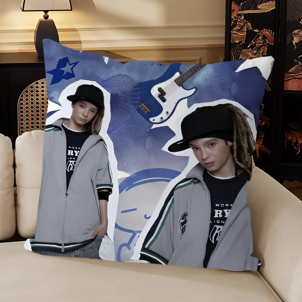 taie d'oreiller décorative noire motif groupe tokio coussin salon chambre moderne coton polyester