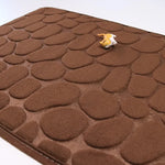 tapis bain antidérapant mousse polyester texture cailloux moderne noir gris