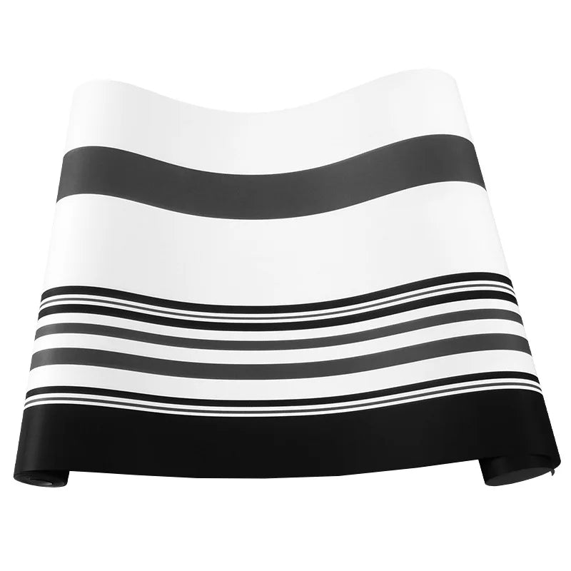 papier peint auto adhésif noir blanc gris moderne rayures horizontales 3d salon chambre