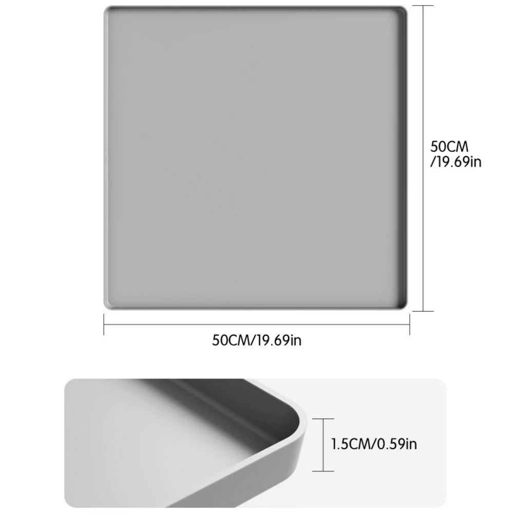 tapis silicone anti dérapant moderne plateau protection sol 50x50cm bord surélevé gris noir